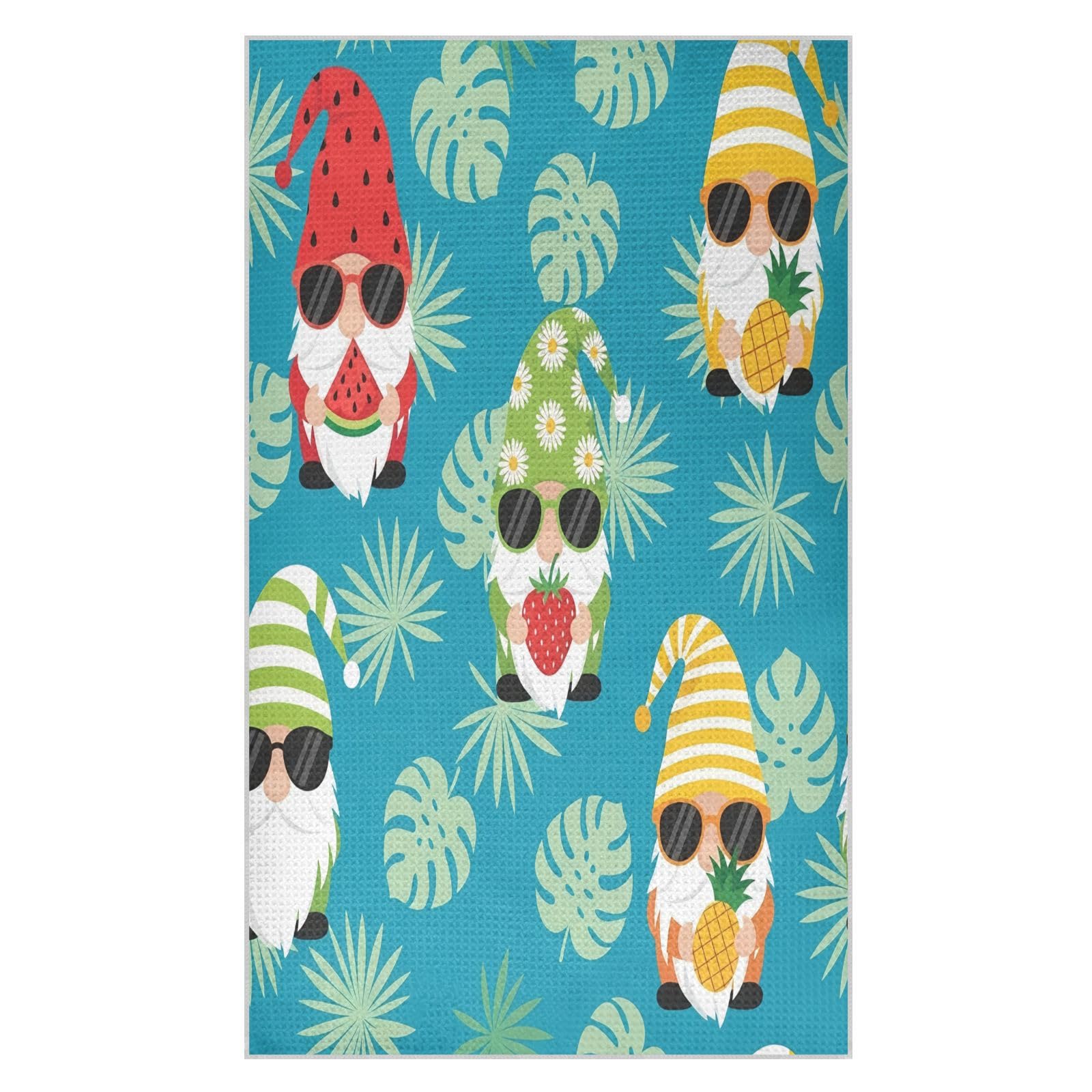 BURSTDDY Summer Gnome Kitchen Towels,Absorbent Dish Towels 2 Pack