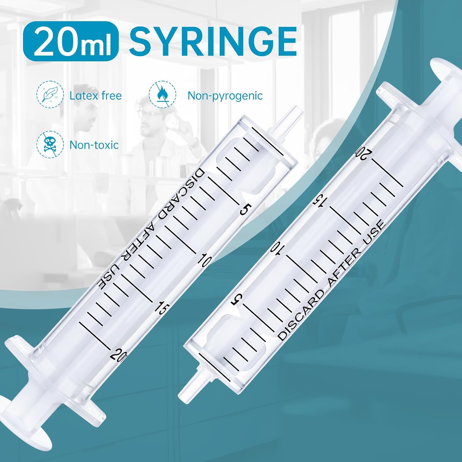 30pcs 20ml/cc Plastic Syringes with Caps Without Rubber Stopper in for Industry Lab Pet Feeding