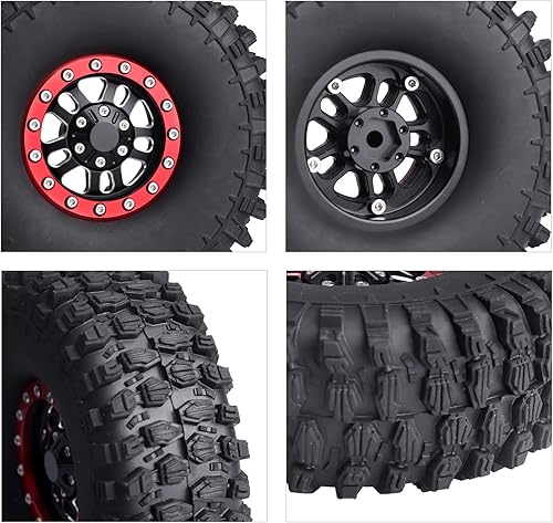 Miniatura 10 de Hobbypark Ruedas Beadlock de aluminio de 1.9 pulgadas y neumáticos de 1.9 pulgadas, altura de 4.72 pulgadas, goma suave, buen agarre con herramienta