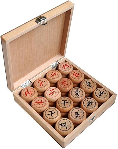 Miniatura 4 de GoodPlay Juego de ajedrez chino de madera de haya Xiangqi Juego de viaje con caja de madera y tablero de ajedrez de cuero