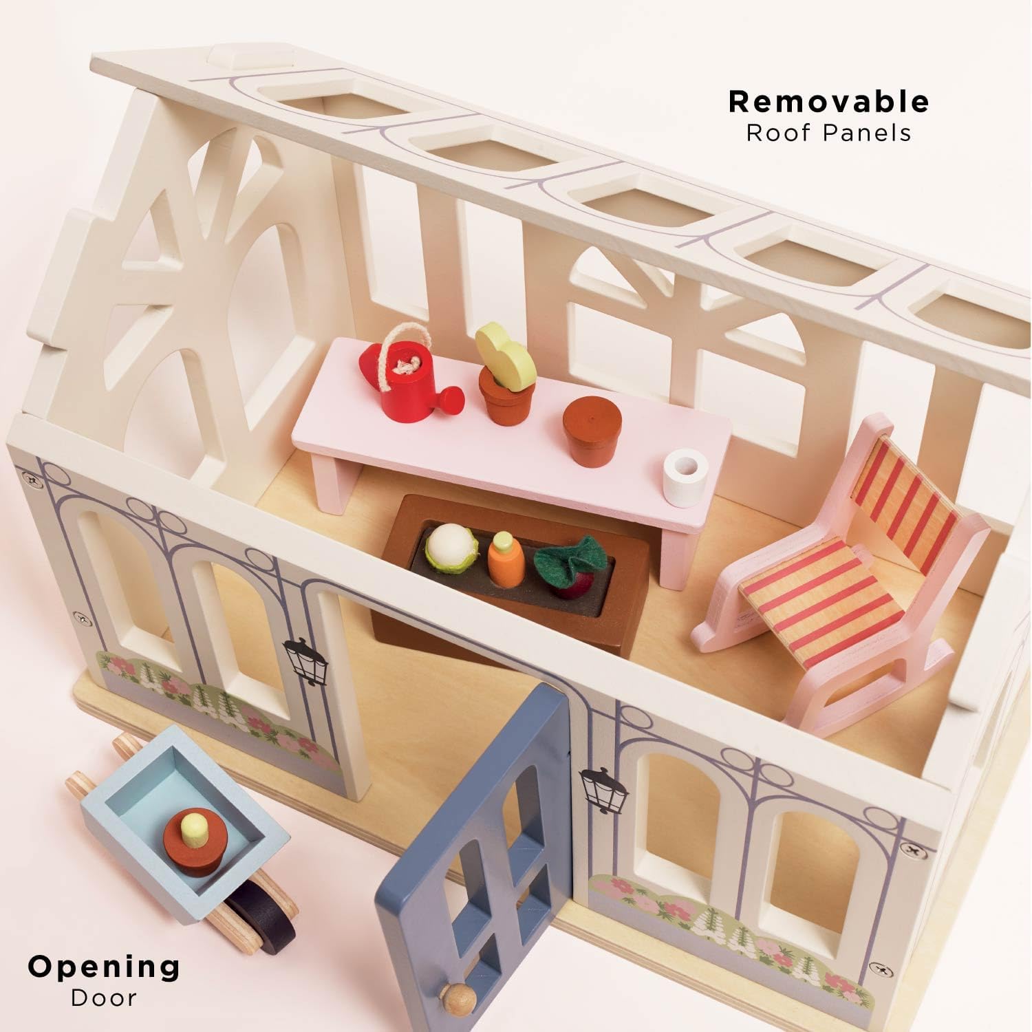Le Toy Van Wooden Dolls House Conservatory Extension – FSC® 100% Certified Sustainable Add-On – Plastic-Free Furniture Accessory for Kids