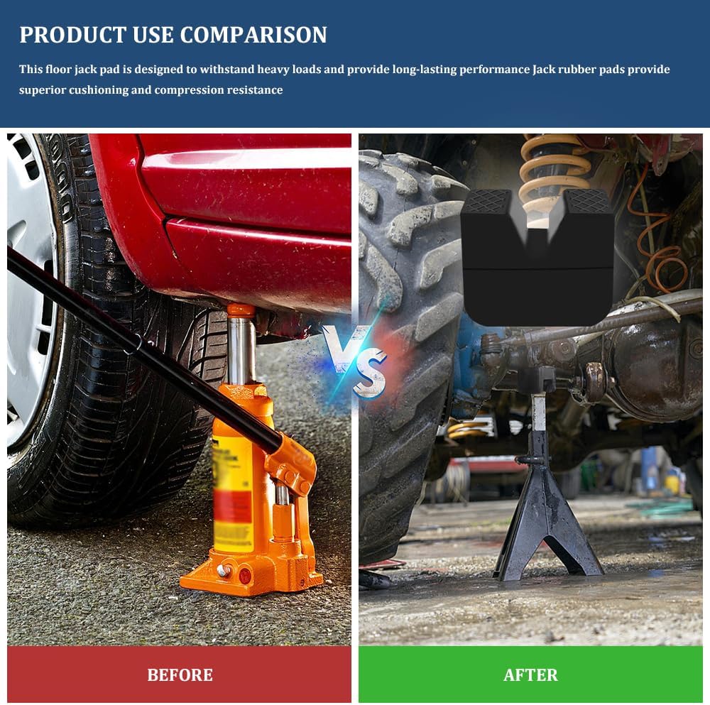 3 Ton Car Jack Stand Pads, Jack Rubber Pad Adapter, Slotted Frame Rail Pinch Welds Protector Floor Jack Pad Adapter, Universal Car Accessories Car Jack Pad for Most Car, Truck, SUV, RV (2PCS)