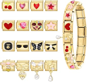Loozykit Custom Italian Charm Bracelet Charms Set Silver Gold Italian Charms Bracelets for Women Men Customized Stainless Steel 9mm italian style charms watch DIY Gift