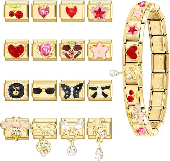 Loozykit Custom Italian Charm Bracelet Charms Set Silver Gold Italian Charms Bracelets for Women Men Customized Stainless Steel 9mm italian style charms watch DIY Gift