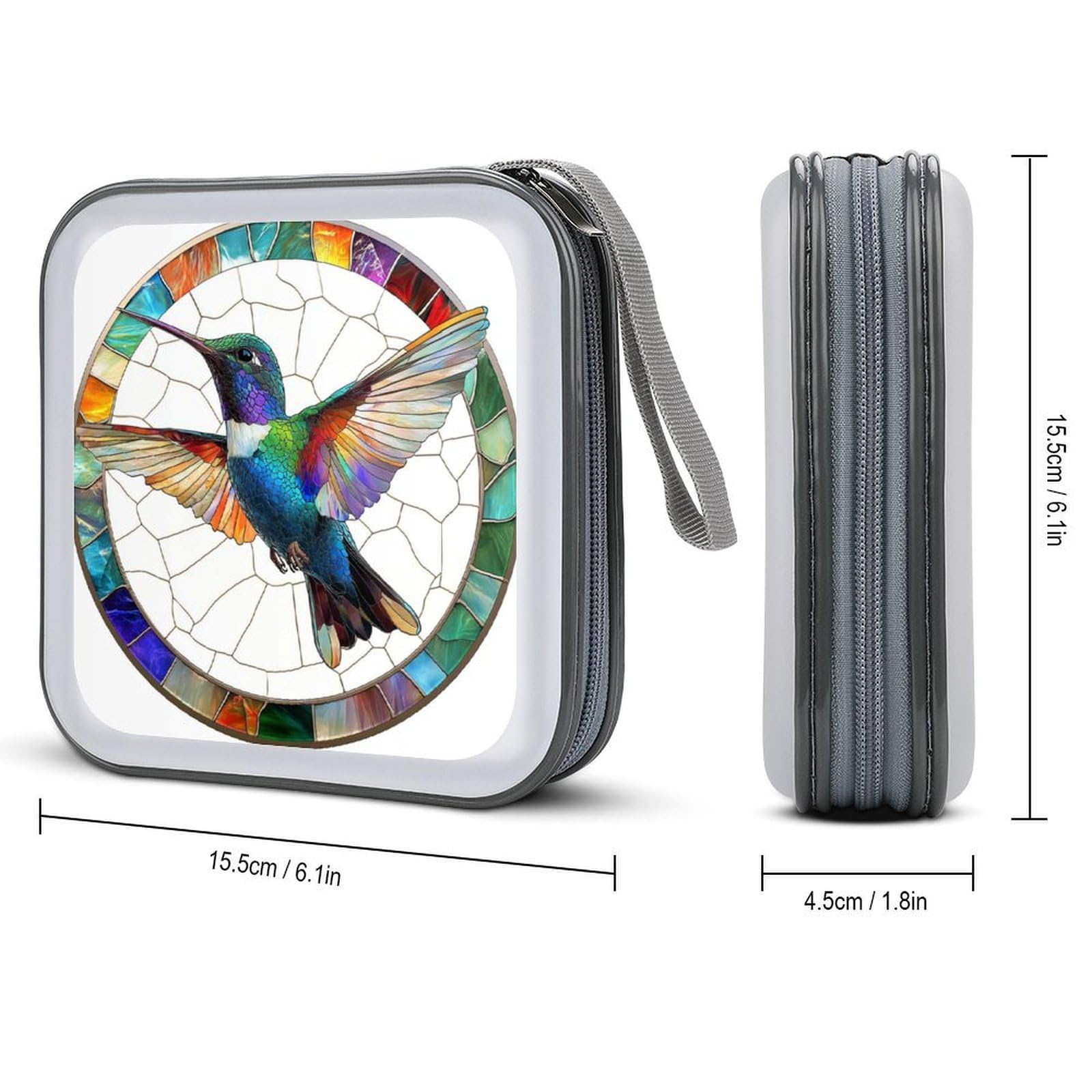 DuduYH Stained Glass Colored Hummingbird CD Case DVD Storage Case Portable for Car Home Travel
