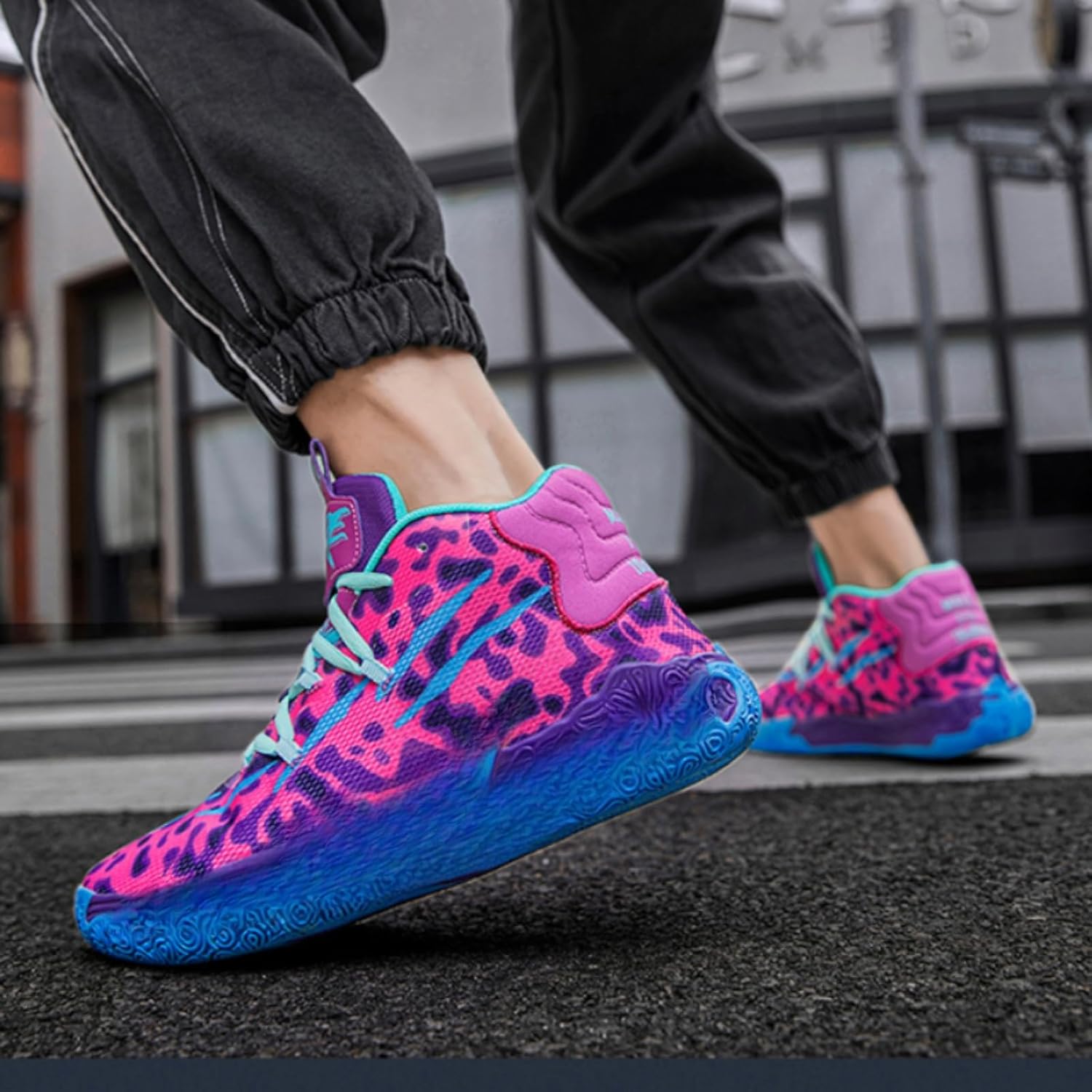 FOTN Womens Multicolour Lace Up Fashion Sneaker High-Top Casual Breathable Sports Athletic Walking Running Basketball Shoes
