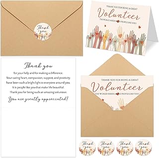 Volunteer Thank You Cards with Envelopes and Stickers Appreciation Gifts Bulk You Are Greatly Appreciated Cards for Volunteers Christmas Church Ministry Charity Supplies(50 Sets)