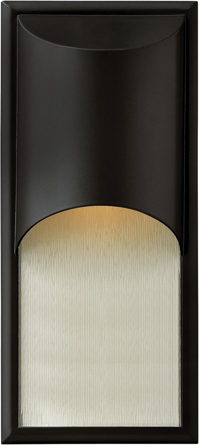 Hinkley Cascade Medium Wall Mount Outdoor Lantern, Aluminum, Amber Etched Organic Rain Glass, Modern, Dark Sky Compliant, Bronze Finish