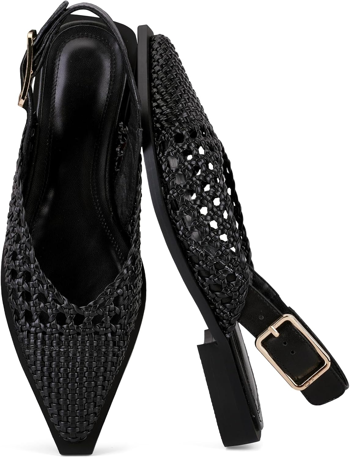 ZBOT Women's Flat Mules Pointed-Toe Closed-Toe Flats Open-Heel Slip-on Style Professional Office Wear Comfortable Casual Sandals