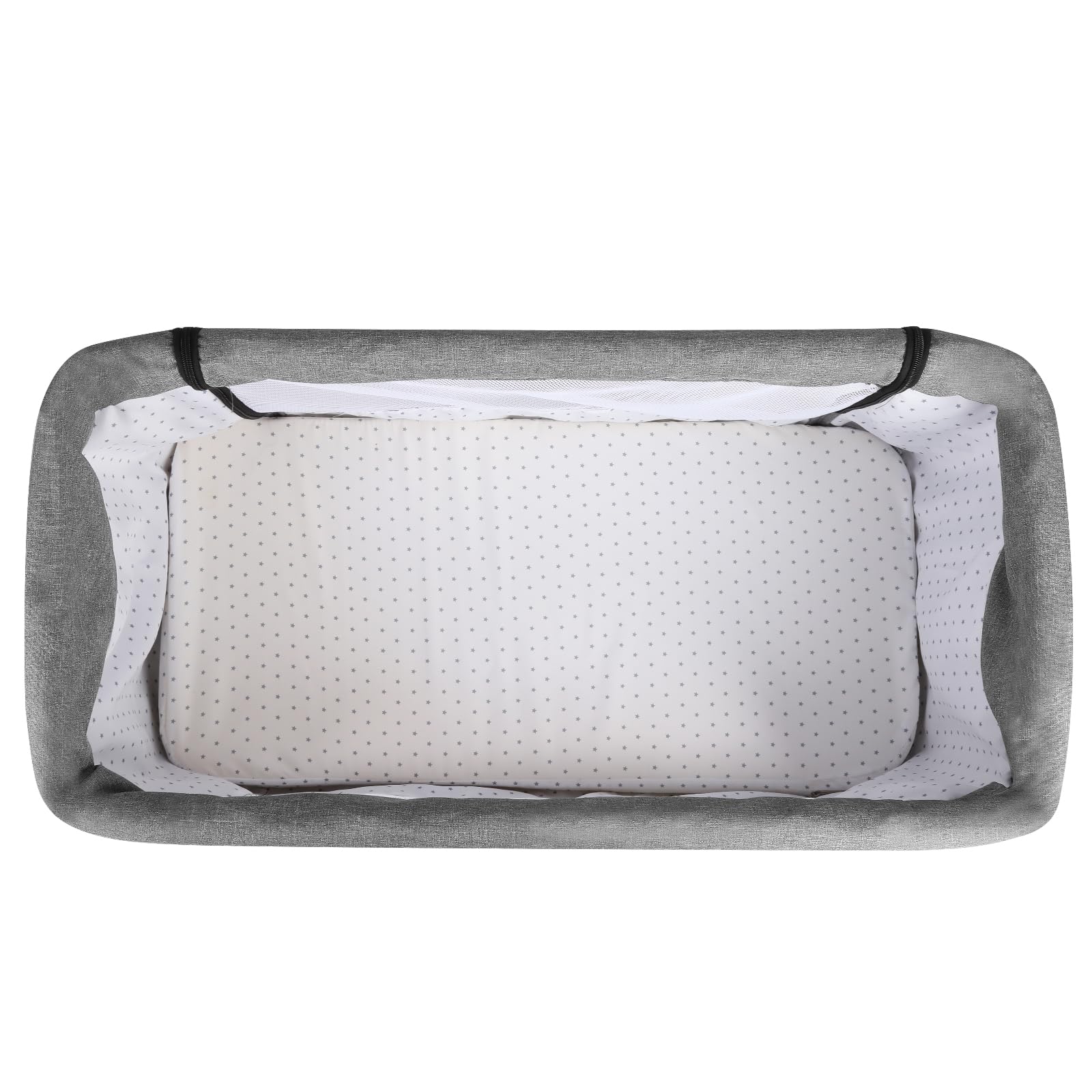 HUOLE Łóżeczko dziecięce 3 w 1 do 30 kg, łóżeczko bujane, regulacja wysokości i nachylenia materaca, 4 kółka z hamulcem, ergonomiczny materac, torba-80 x 40 x 100-115 cm-len