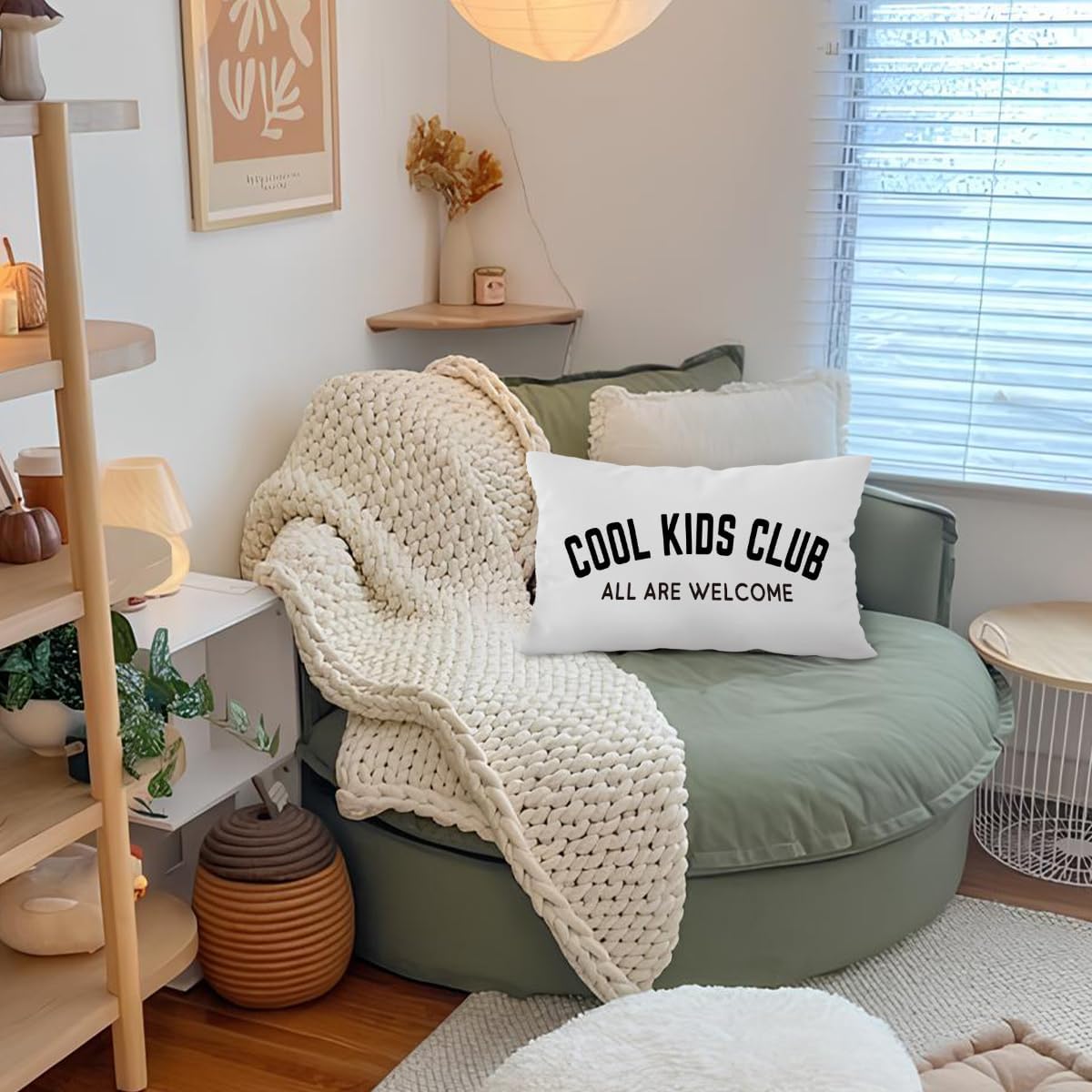 Cool Kids Club Decor, Kids Playroom Classroom Throw Pillow Cover 12x20, Cool Kids Club Pillowcase Square Cushion Cases for Boys Room Calm Down Corner School image 4