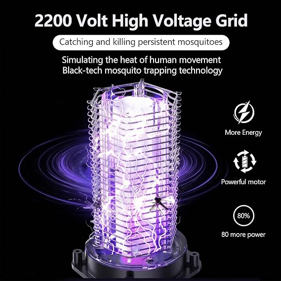 Mosquito Killer Lamp, Electric Fly Zapper 3-in-1 Fly Killer Light, Solar Bug Zapper, Portable 2000mAh UV Mosquito Zapper for Home Backyard Camping
