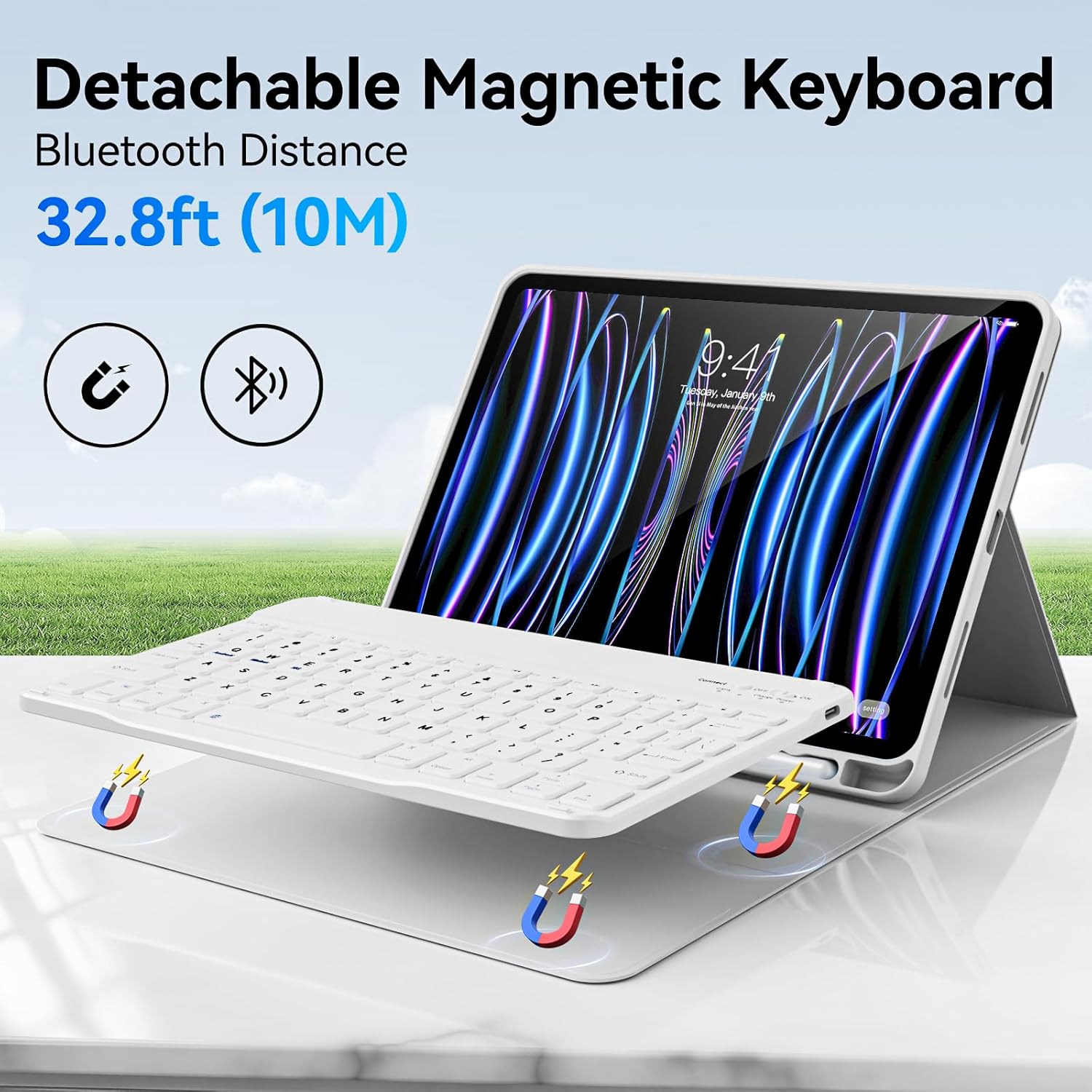 Keyboard Case for iPad Pro 11 Inch 4th Generation/Pro 3rd Gen/Pro 2nd Gen with Pencil Holder, Folio Detachable Wireless Bluetooth Keyboard & Flip Stand Case for iPad Pro 11 Inch, Gray