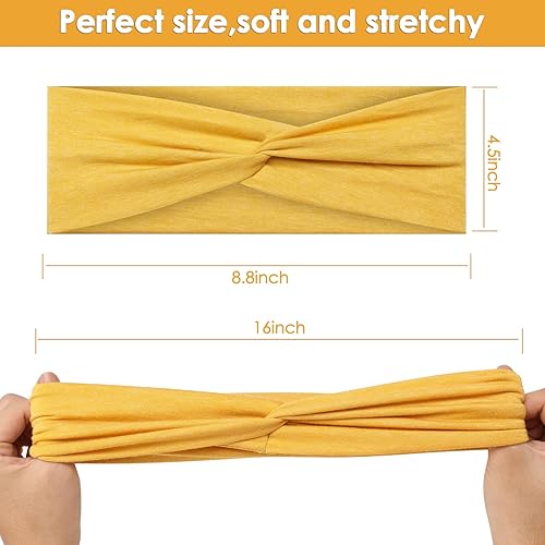 Miniatura 5 de Diademas anchas para mujer, 4 unidades, bandas para la cabeza de algodón suave para el cabello de mujer, elástica, transpirable, antideslizante,