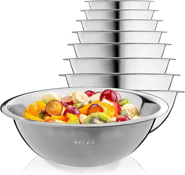 KADAX Stainless Steel Bowl, Large Mixing Bowl, Round Tableware Bowl, Fruit Bowl, Salad Bowl, Vegetables Container, Serving Container for Home, Snack Bowl