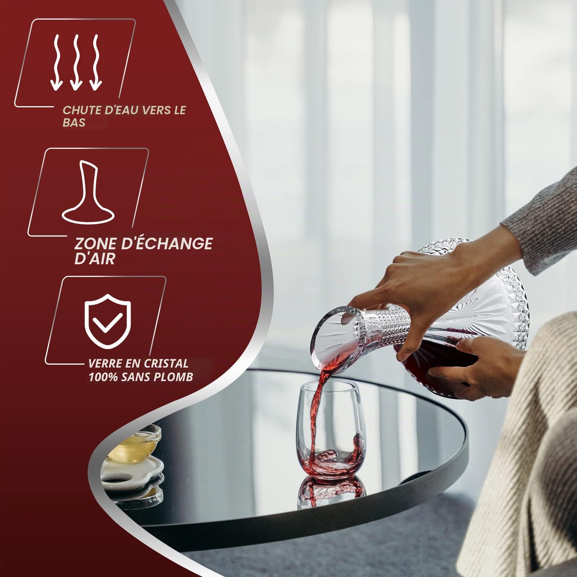 Carafe à vin épaisse avec boîte cadeau, carafe en verre de cristal gravée, cadeau élégant et œuvre d'art – Bouteille complète 1,559 g