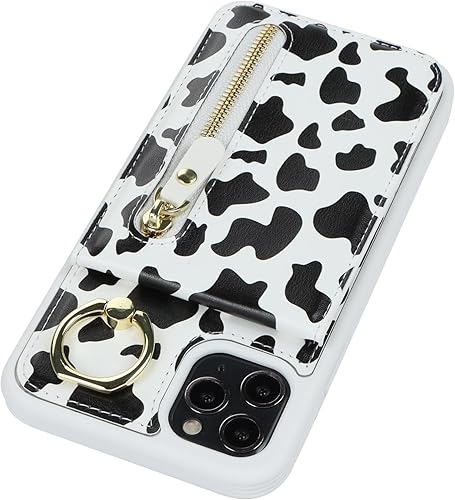 Miniatura 8 de Funda para iPhone 11 Pro con tarjetero para iPhone 11 Pro, cartera con tarjeta de crédito con anillo, cierre de cremallera, a prueba de golpes,