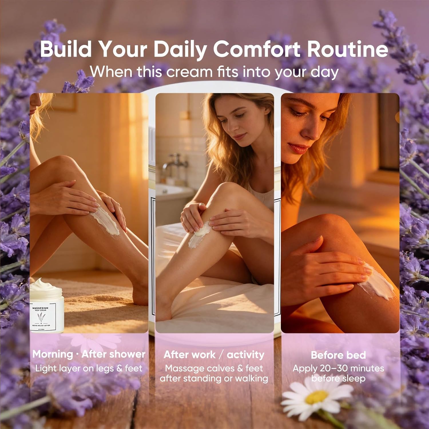 Neuropathy Cream, Nerve Relief Lotion with Magnesium Chloride and Pure Ingredients, for Foot & Leg Care, Fast-Absorbing, Non-Greasy Formula, 120ml