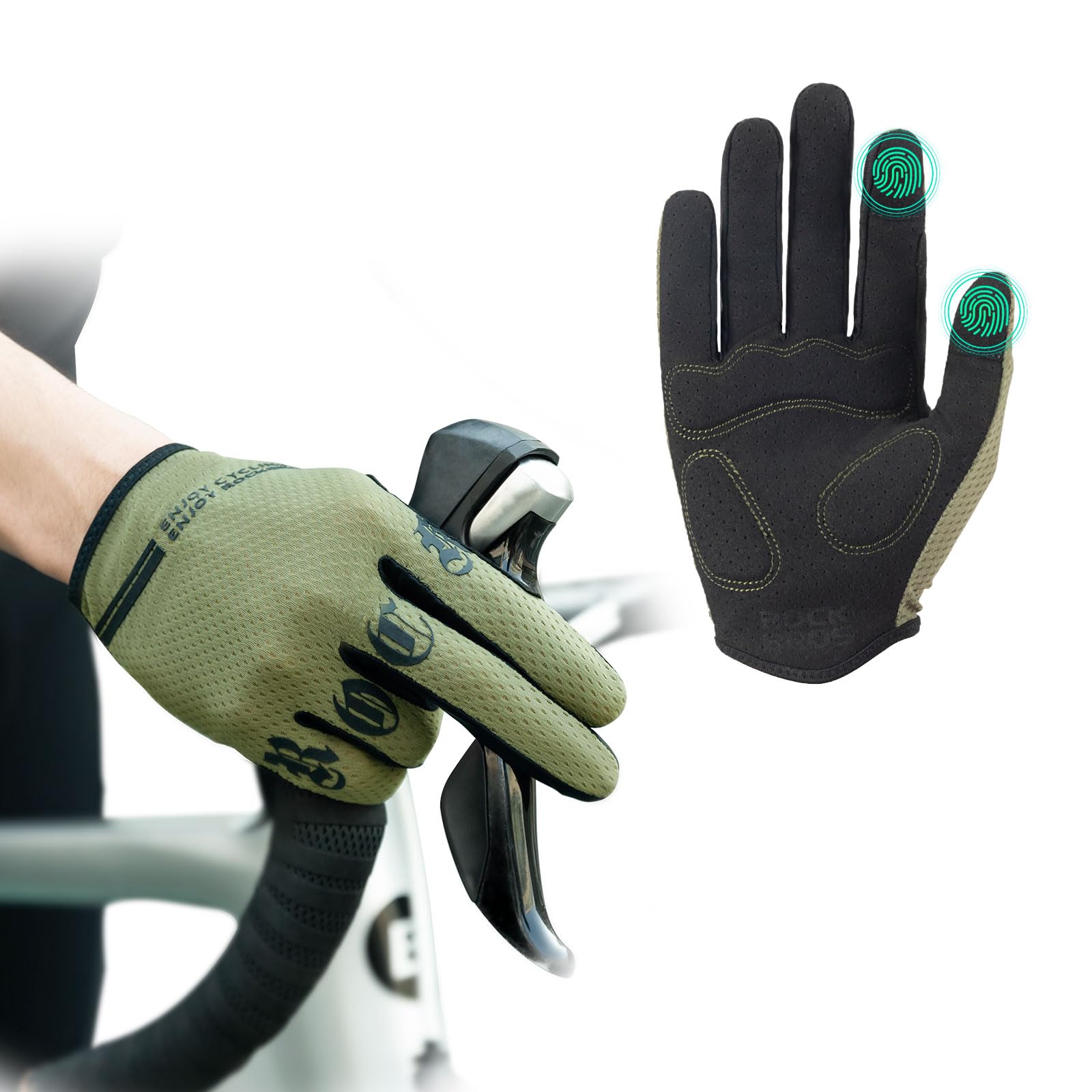ROCKBROS Gants de Vélo Printemps Été Cyclisme Doigts Complets Écran Tactile Élastiques Hommes Femmes S-XXL