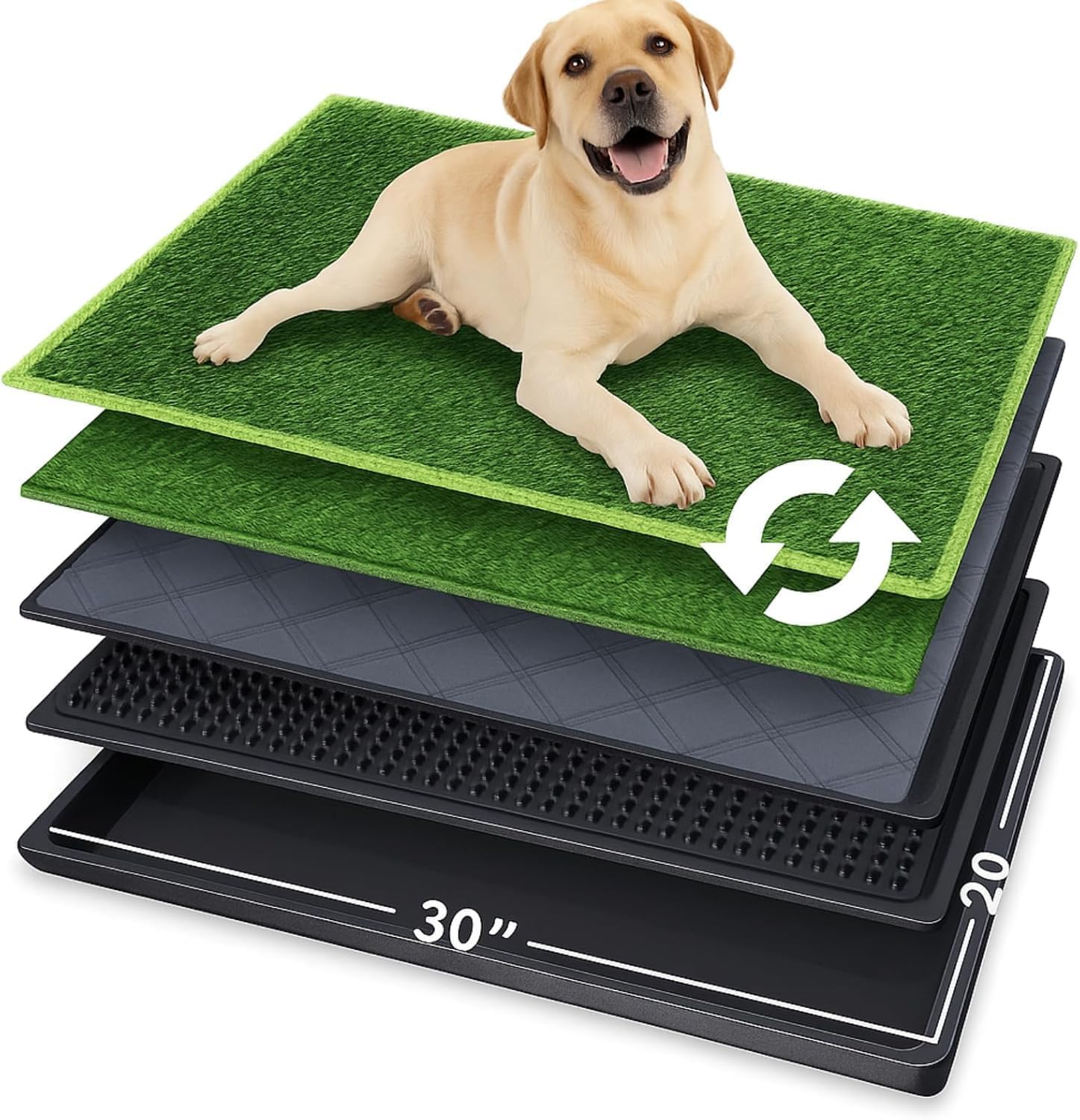 Tapis Pipi Chien Intérieur 76×51 cm avec Gazon Artificiel, Système 5 Couches, Lavable, Antidérapant, Anti-Odeur