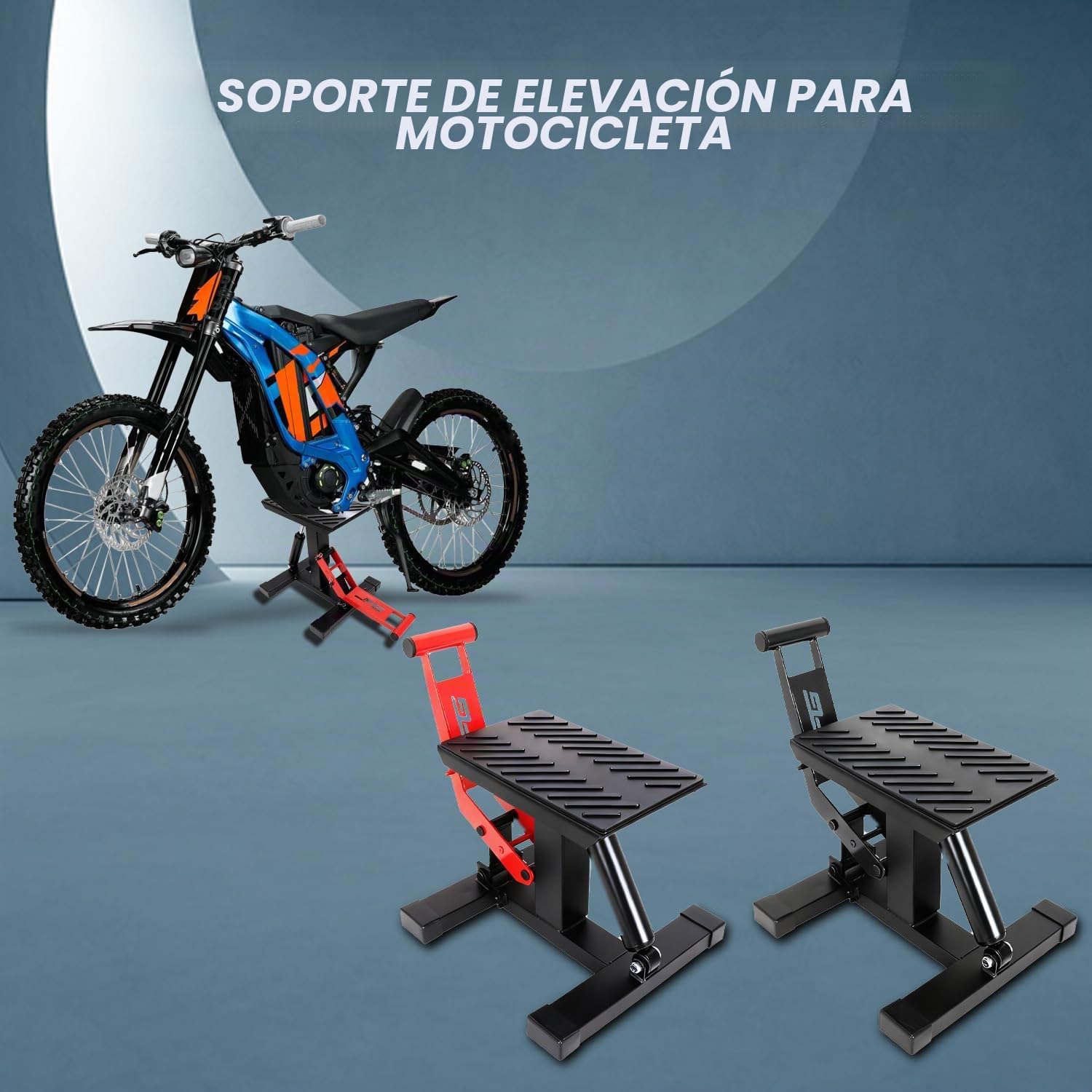 JFG RACING Soporte Elevador Motocross,Elevador Moto Hidraulico Mesa de Mantenimiento Hidráulica, Altura Ajustable para Mantenimiento Reparación para Pitbike E-Bike Enduro Supermoto Rojo