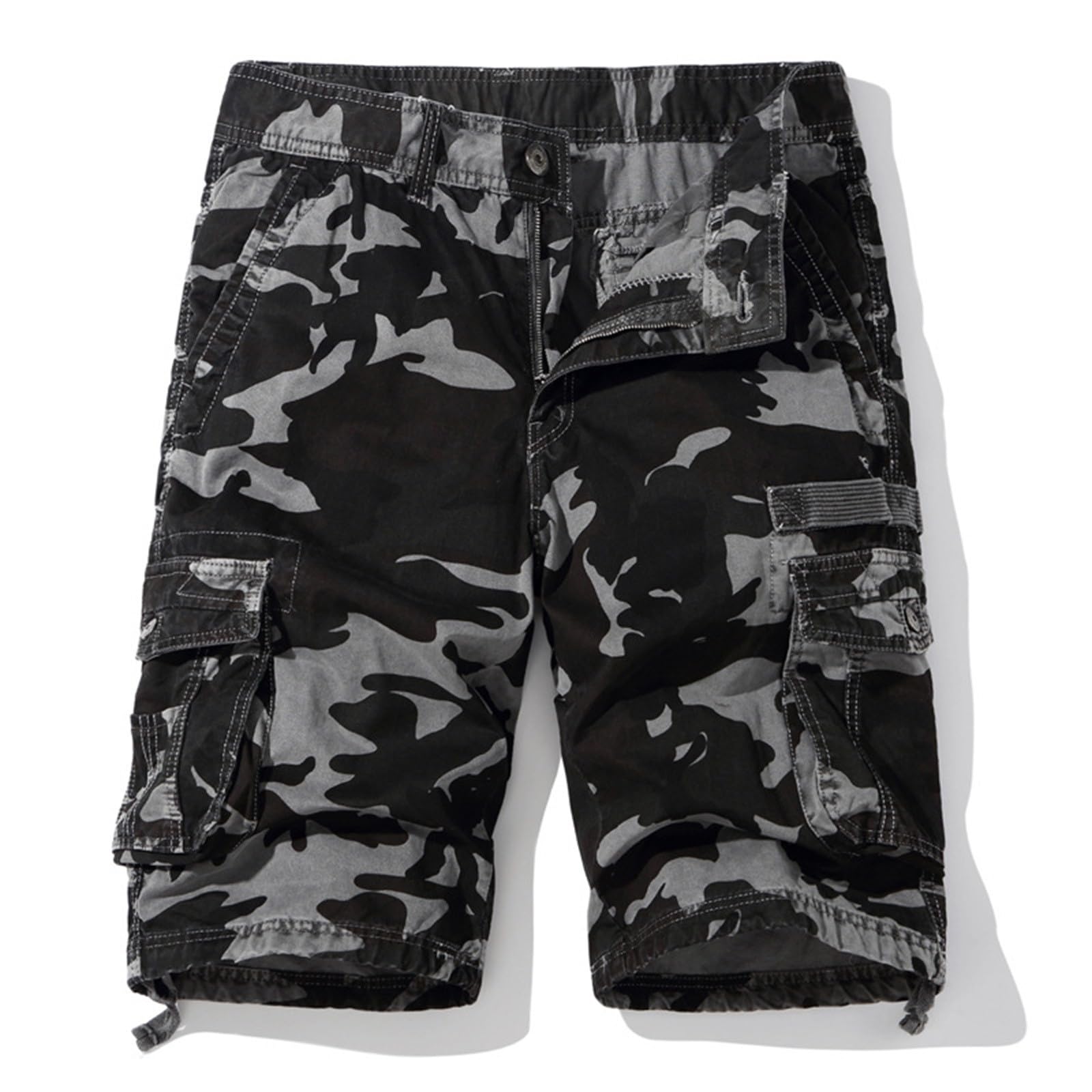 Pantalones cortos cargo de camuflaje para hombre, pantalones cortos de trabajo de camuflaje para hombre, pantalones tácticos retro para exteriores, pantalones cortos casuales de verano, senderismo