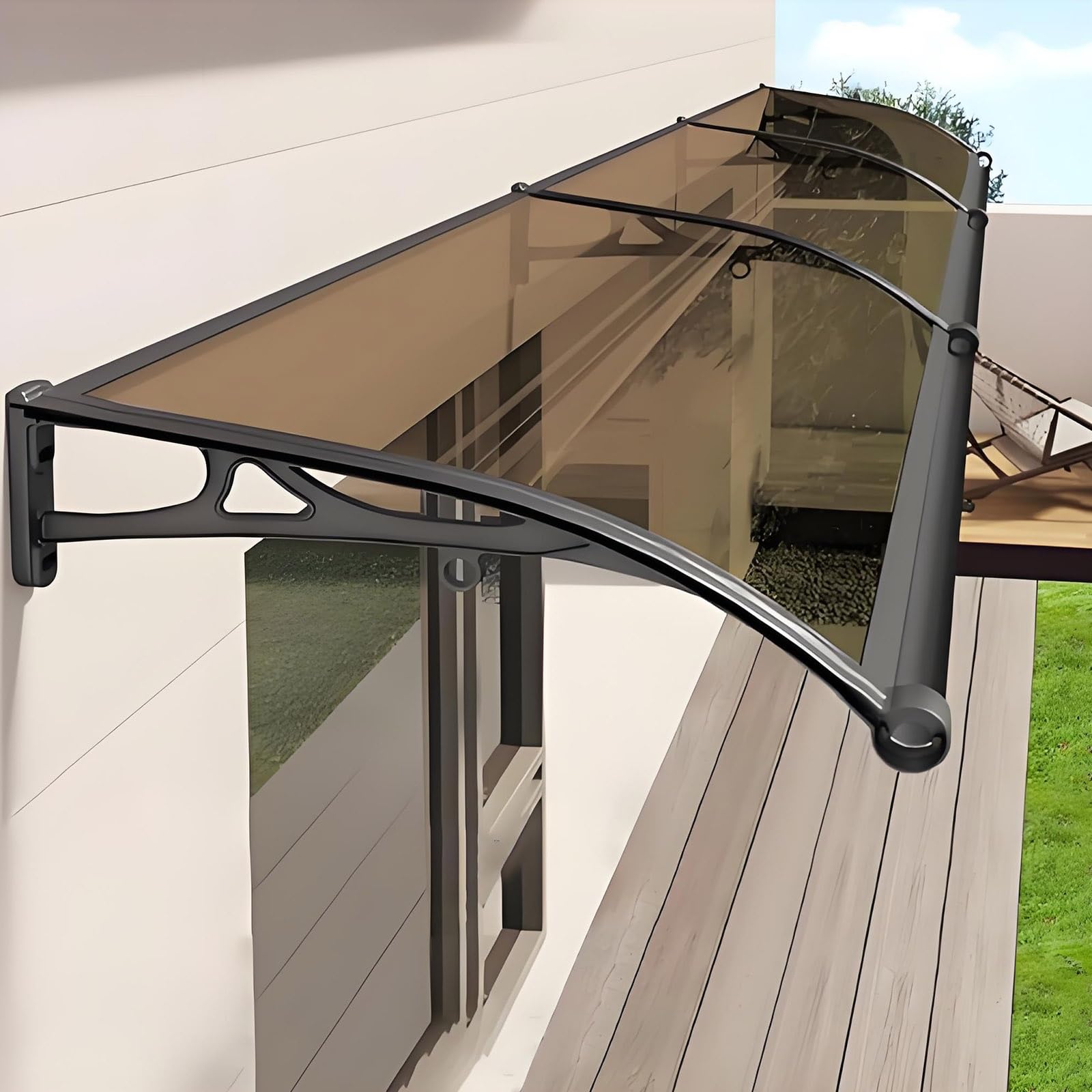GJZQDKX Outdoor Canopy Awning UV-Resistant Polycarbonate Shelter for Entrance & Window Rain & Snow Protection Carport Cover Weatherproof Overhang for Patios & Doors