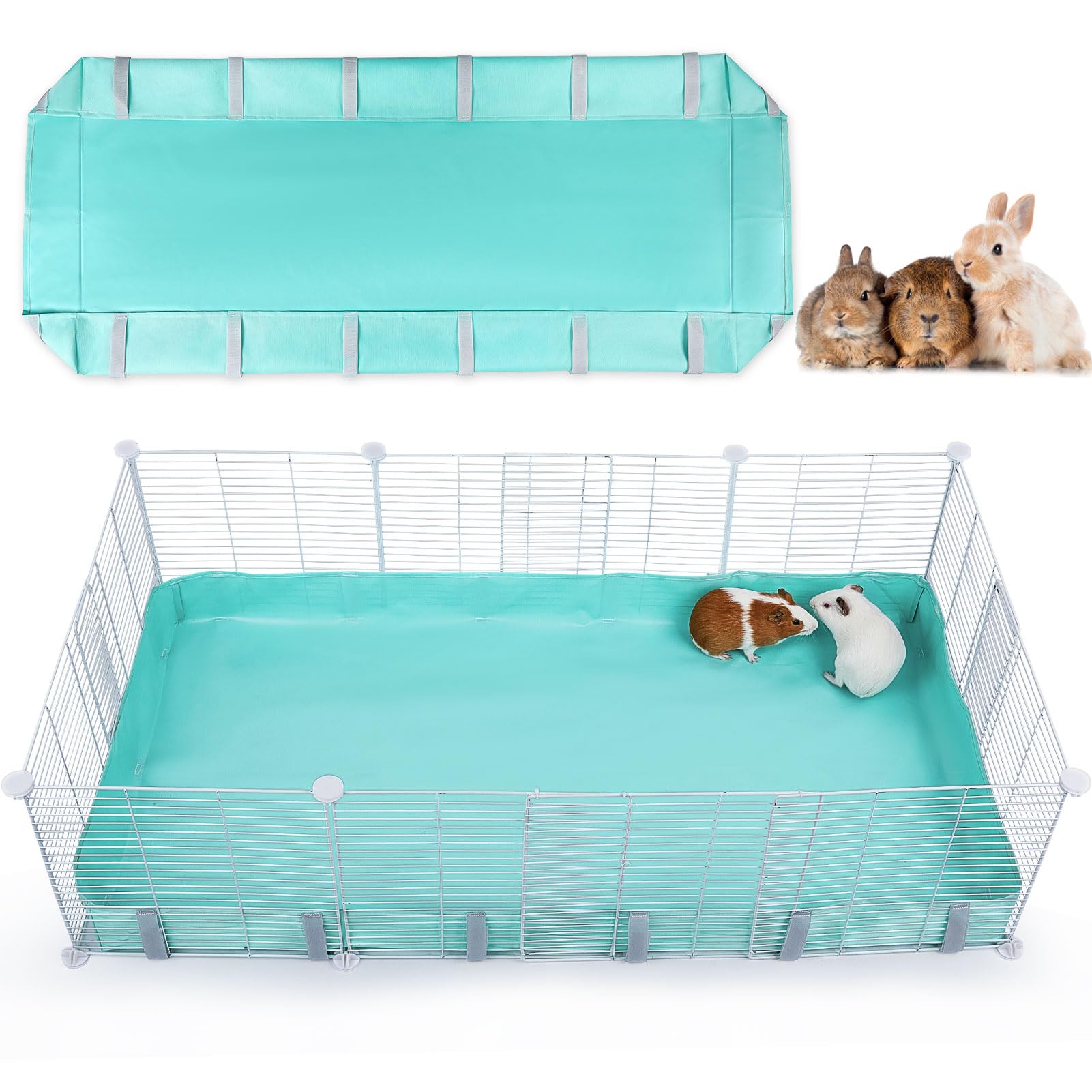 Hedgeink Guinea Pig Cage Liner with Velcro Waterproof Rabbit Bedding with Tarp Bottom Cage Liner for Hamster Suitable for C&C Grids Cage