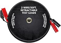 Cal-Hawk 2-Wire 30ft Retractable Test Leads 18 Gauge - Durable ABS Reel for Car Trailer Boat Electrical Testing