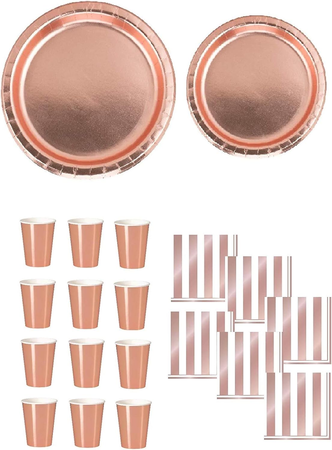 Oojami Party Plates, Cups & Napkins Set for 50 – Heavy Duty Disposable Dinnerware, 3-Ply Napkins, Birthday, Baby Shower, Office Party Supplies – Blue and Orange