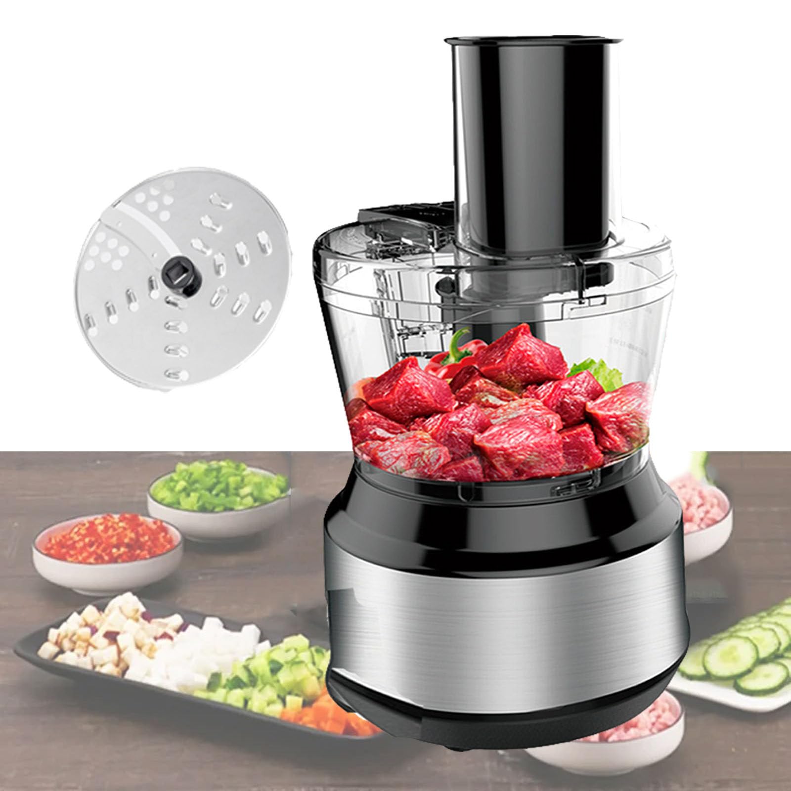 3 W 1 Kuchenny Robot Kuchenny Combo, Robot Kuchenny 600 W, 2-Biegowy Blender O Dużej Prędkości Do Siekania, Szatkowania I Przecierania, Z Pojemnikiem Na 5 Filiżanek