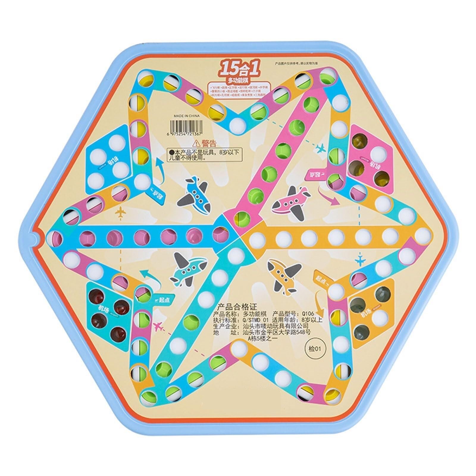 Jeu de société Hexagon 15-en-1, Jeu de société avec vol échecs