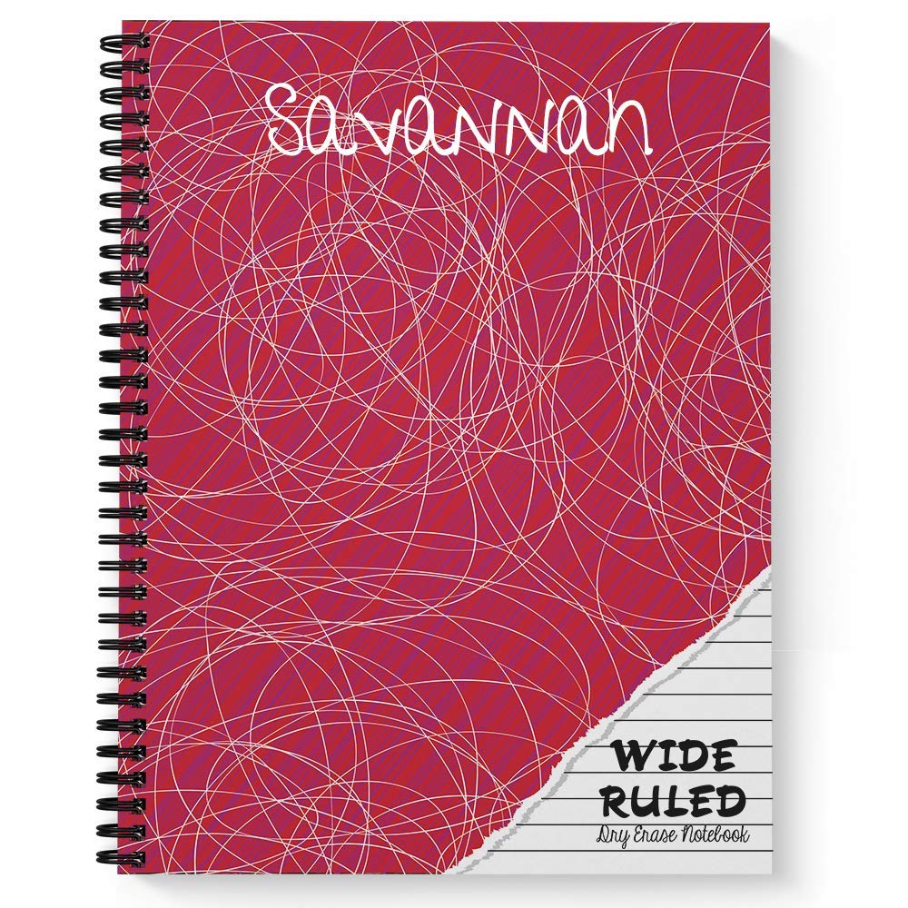 Wide Ruled Personalized Reusable Dry-Erase Spiral Notebook, 12 Sheets/24 Pages, durable laminated soft cover and interior pages, and wire-o spiral, 8.5x11, Made in the USA