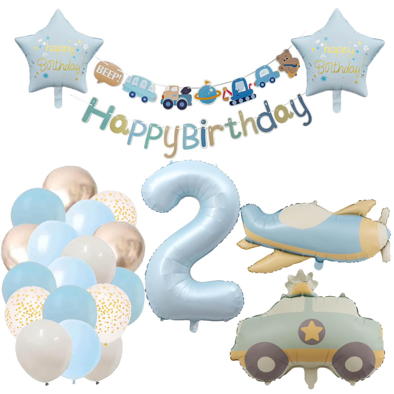 Decoration 2nd Birthday Boy Tractor Birthday Decoration 2 Year Girl Balloon 2nd Birthday Pastel Blue Balloon Number 2 Party Decoration โ image 1
