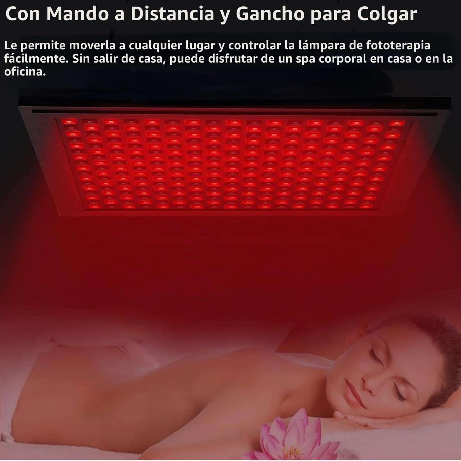Lámpara de calor de luz roja de 660 nm y 850 nm para rostro, espalda, cuello, hombros, cuerpo, cintura, alivio del dolor y antienvejecimiento, panel de luz roja de 646 piezas con gancho,5 niveles