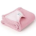 lulumoon Muslin Baby Blanket for Newborns: Lightweight Cotton Crib Blanket Neutral - Soft Lightweight for Stroller & Daycare 36x40(Pink)