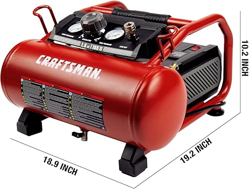 Miniatura 6 de Craftsman - Compresor de aire, 3 galones, 1,5 HP Max 155 Psi, sin aceite, portátil, color rojo, modelo CMXECXA0200341