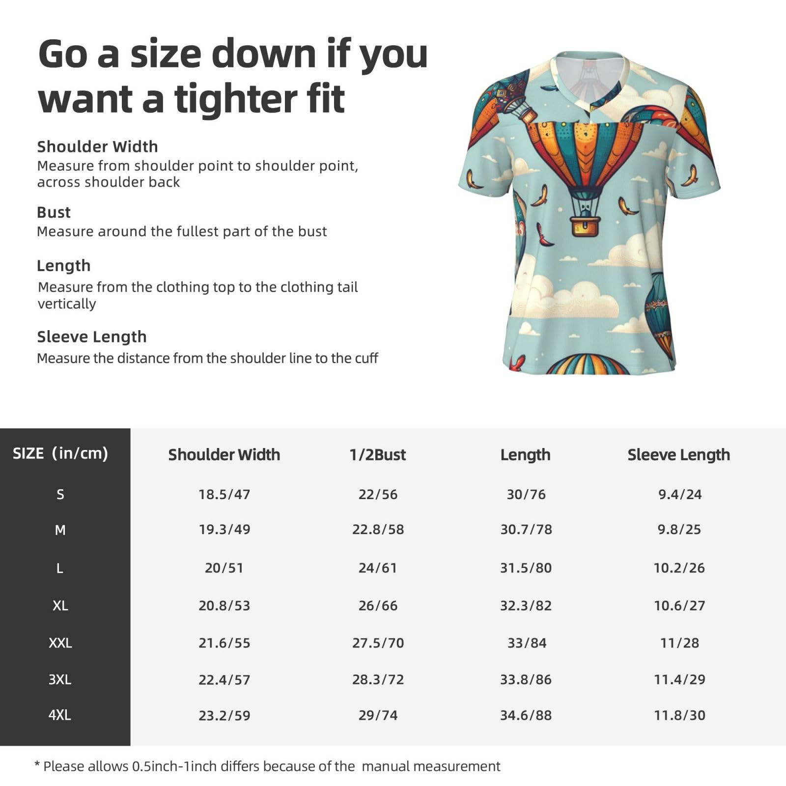 Stylish Athletic Sports Jersey Hot-Air-Balloon-Bird Men's Rugby Jersey Medium Black