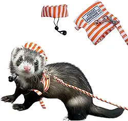 Peitoral e coleira para furões – Peitoral pequeno ajustável de algodão macio para animais de estimação com sino seguro, colete acolchoado confortável para furões, porquinhos-da-índia, chinchila e