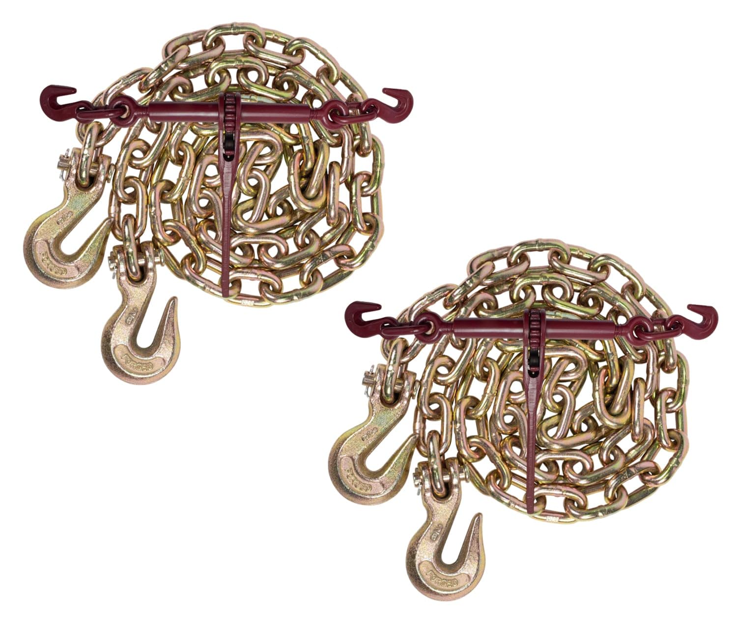 Mytee Products 3/8" Grade 70 Chain and Binder Kit | Includes (2) 3/8" - 1/2" Ratchet Load Binder & (2) 3/8" x 16' G70 Transport Chain w/Grab Hooks |