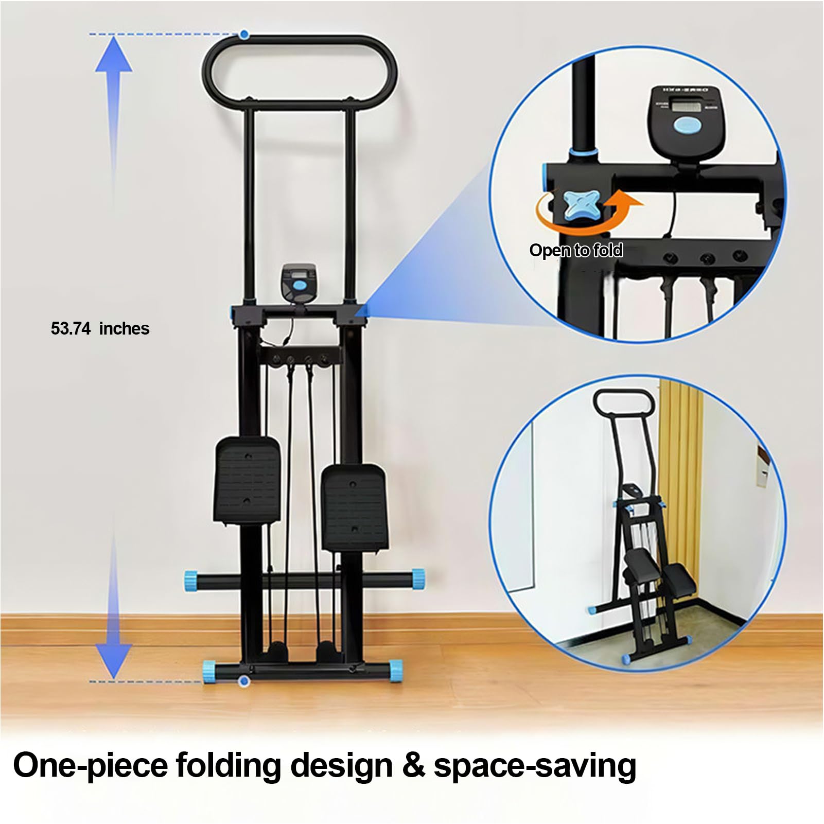 Stepper Fitness Casa Pedana Step Fitness Casa Stepper con Manubrio Pedale Portatile Pieghevole Stair Stepper Vertical Climber Black