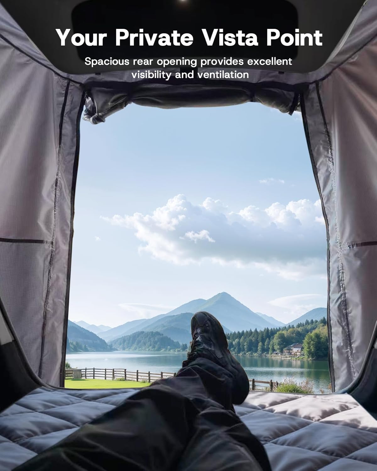 Camping Tent with Canopy for Tesla Model Y 2020-2024 Accessories [UPF50+ & Waterproof PU 3000mm] 420D Oxford Fabric Car Tailgate Shade Awning with Screen Net Suitable for 7-8 Person - Grey