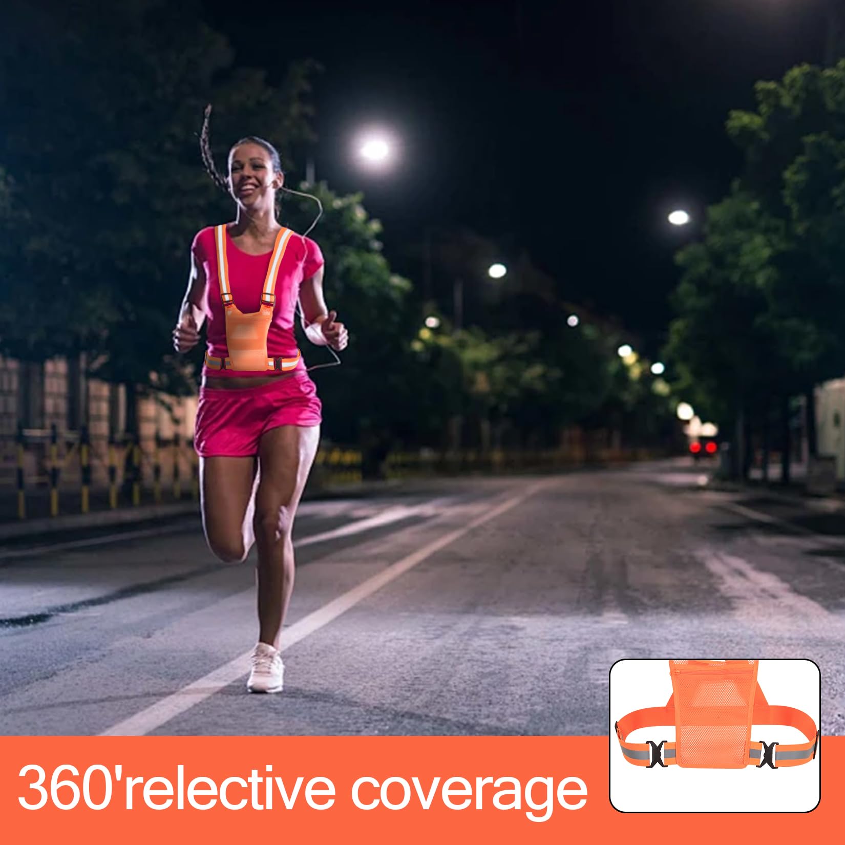 Chaleco Reflectante para Hombres Mujeres, Chaleco de Seguridad Reflectante 360°, Chalecos de Seguridad Reflectantes, Chalecos de Alta Visibilidad para Deportes Correr Ciclismo Trotar