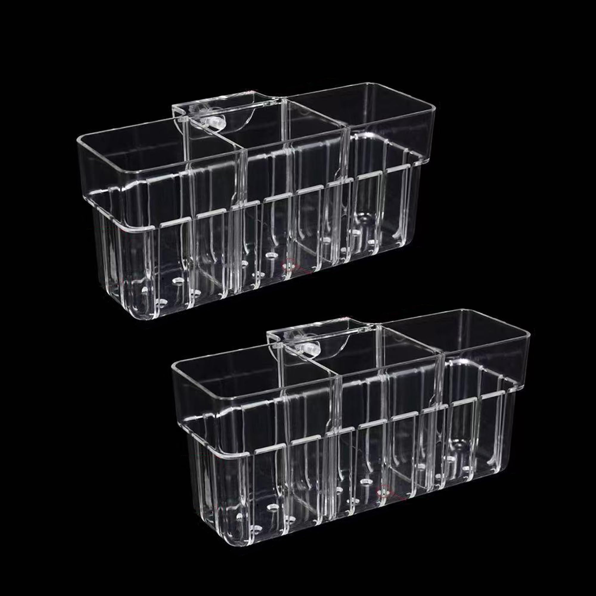 Lot de 2 supports de plantes d'aquarium à 3 cellules, support pour plantes d'aquarium, pot de fleurs suspendu pour aquarium, aquarium, décoration d'aquarium