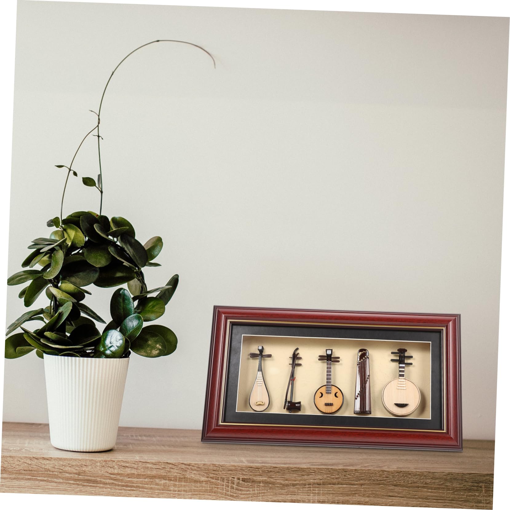 Ciieeo Set di Strumenti Musicali Folk Mini Realistici 5 Pezzi | Set 1, Legno Plastica Pvc, Atmosfera Artistica e Musicale, per Ristoranti e Decorazione da Tavolo