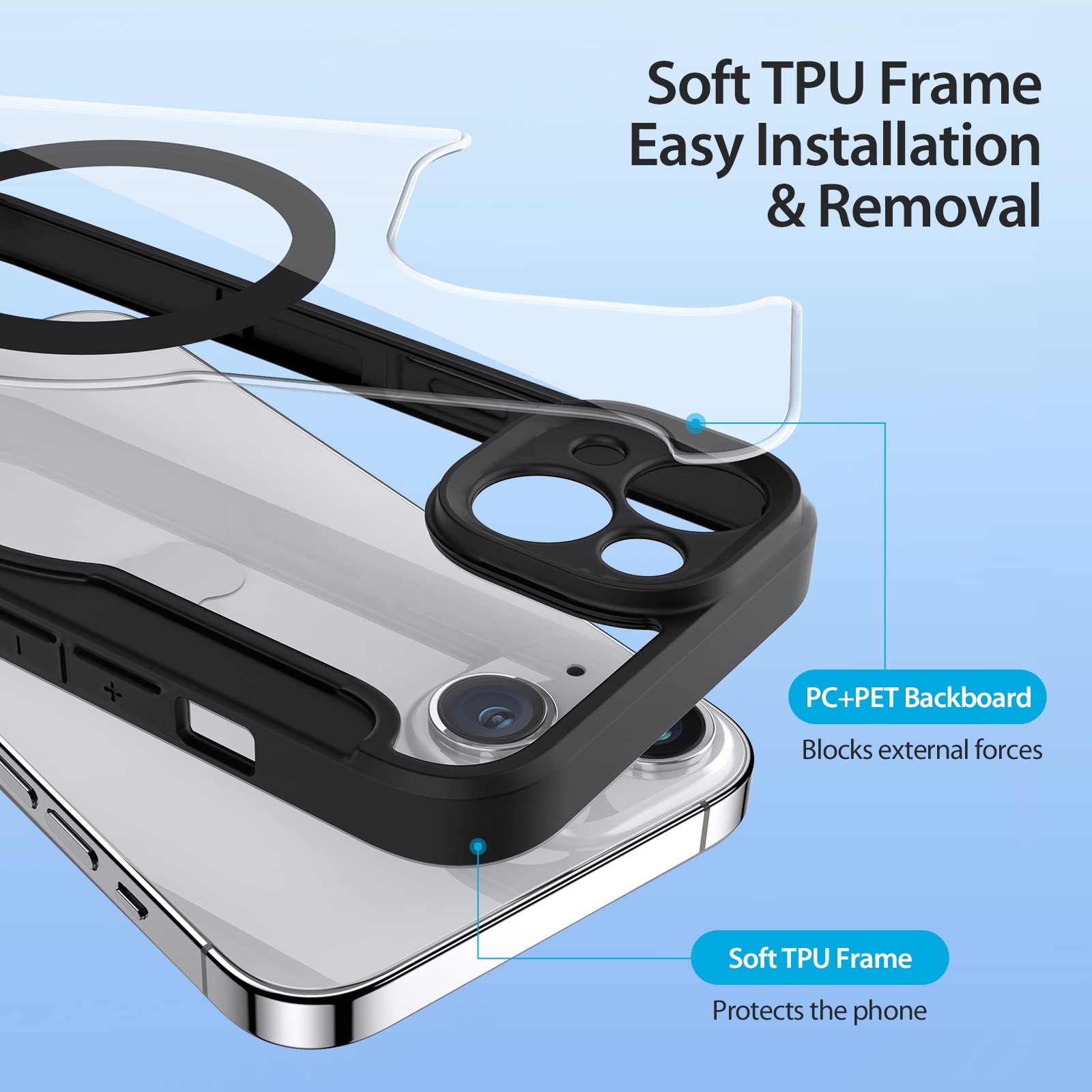 DUX DUCIS Magnetyczne etui na iPhone'a 14, etui na iPhone'a 13, [kompatybilne z MagSafe] Wysokiej jakości skóra przezroczysta, odporna na wstrząsy ochronna obudowa na telefon z uchwytem na karty (czarne)