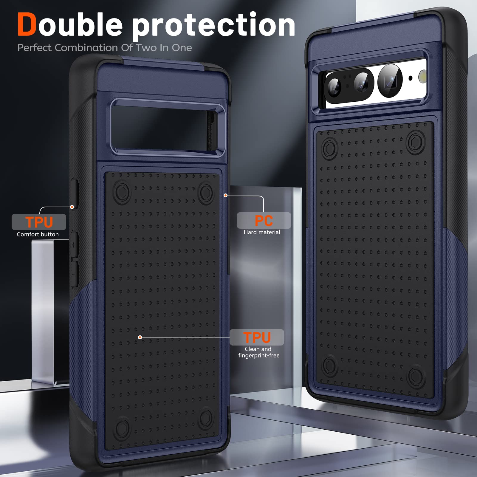 Jeylly Custodia 3 in 1 per Google Pixel 7 Pro e 2 pellicole protettive