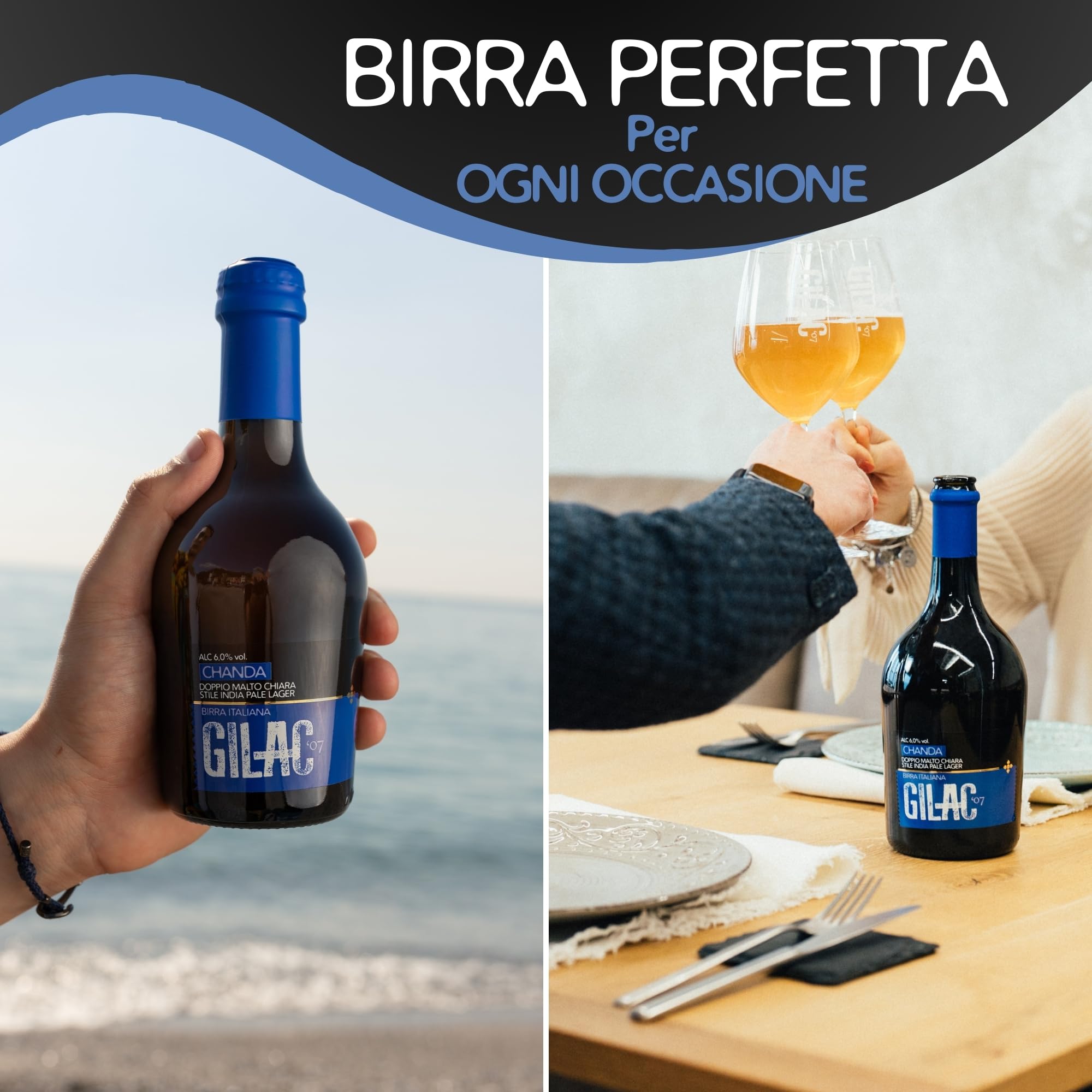 GILAC CHANDA Birra artigianale Chiara Doppio Malto 15 Bottiglie da 33 cl - Birra artigianale Italiana Non Filtrata e Non Pastorizzata, Birre artigianali confezioni regalo Gradazione Alcolica 6.0% Vol