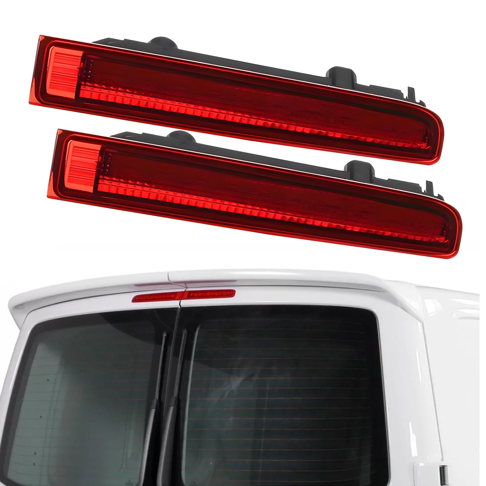 Troisième feu stop LED gauche et droit de niveau élevé de rechange pour T5 T6 Transporter - Lentille rouge compatible avec VW T5 2003-2015, T6 2015-2024