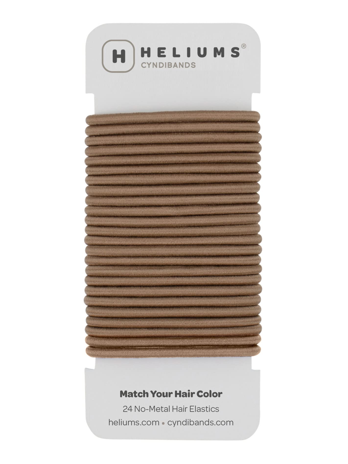 Cyndibands Hair Bands - Light Brown - 4mm x 4.5cm Elastic Hair Bobbles - Non-Snag Fabric Hair Ties – Match Your Hair Color Ponytail Holders - 24-Pack